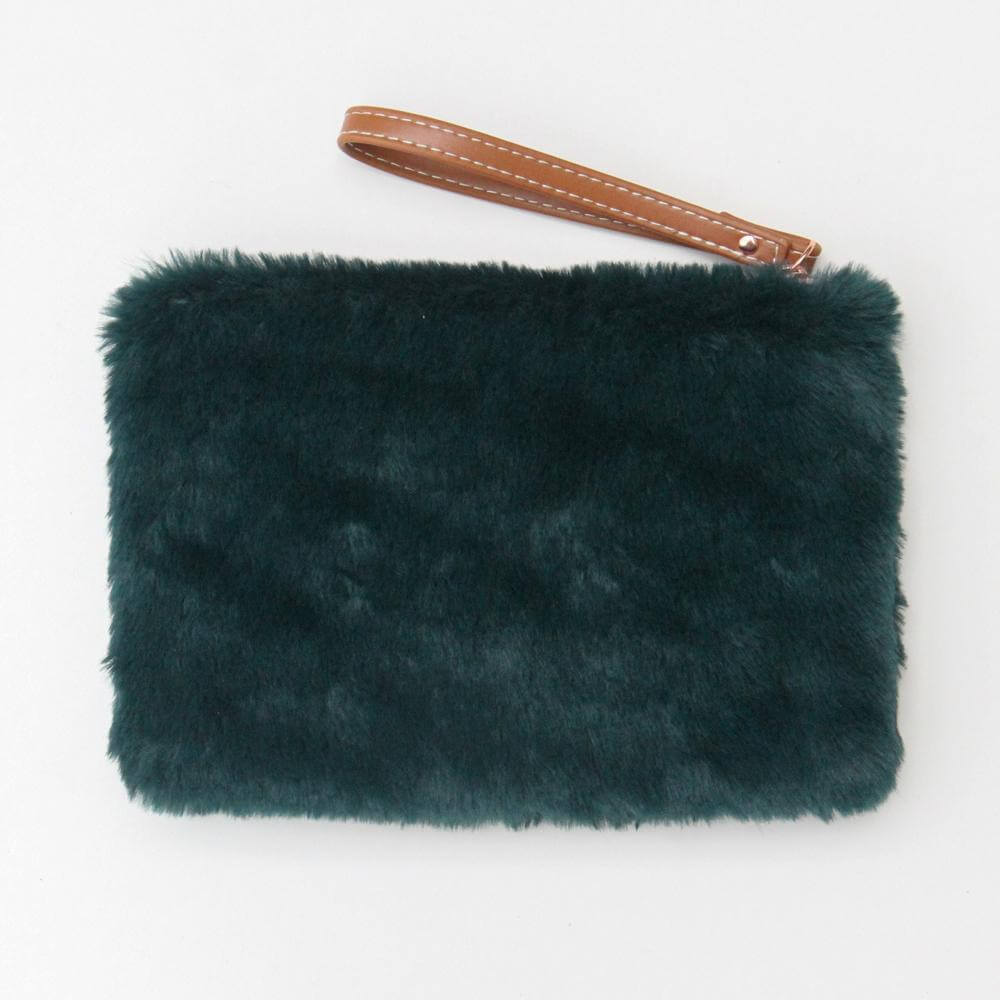 Green faux fur pouch | Jarrold, Norwich