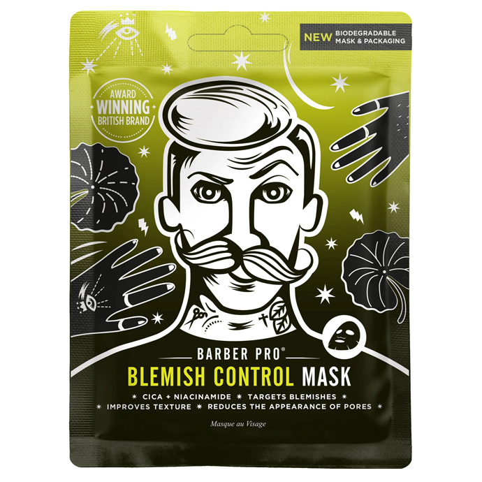 BARBER PRO BLEMISH CONTROL Cica + Niacinamide Face Mask- 100% Biodegradable