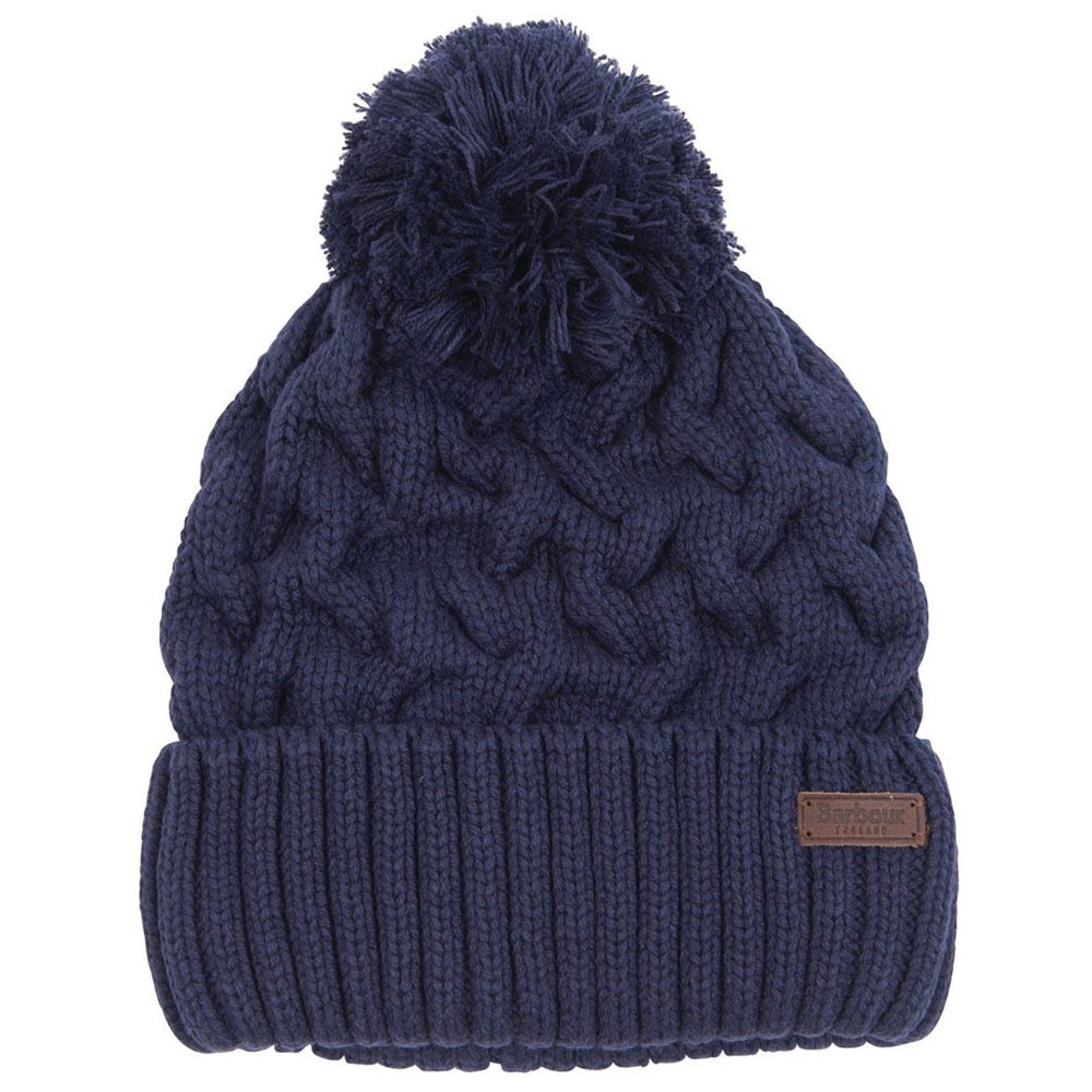 Barbour Gainford Cable Knit Beanie - 1, NAVY