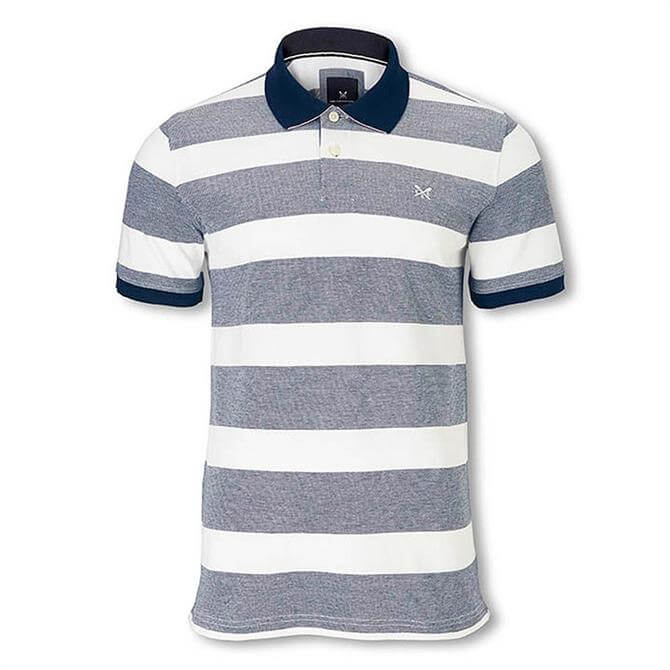 Crew Clothing Navy Striped Oxford Polo Shirt | Jarrold, Norwich