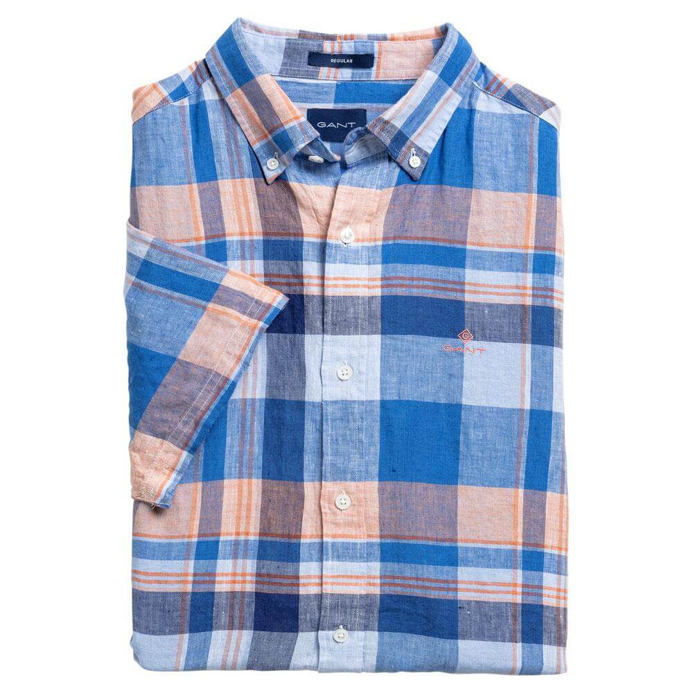 GANT Regular Fit Short Sleeve Linen Madras Shirt | Jarrold, Norwich
