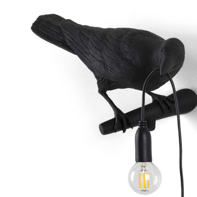 Seletti Bird Black Looking Right Lamp - BLACK