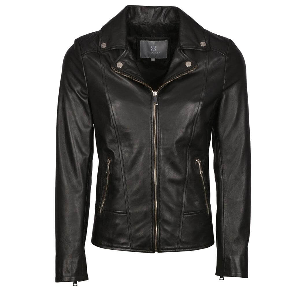 Lakeland Leather Newby Centre Zip Leather Biker Jacket in Black ...