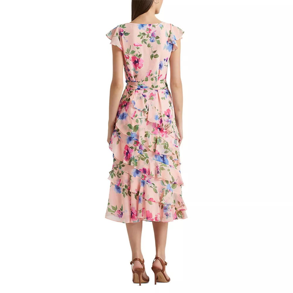 Lauren Ralph Lauren Floral Belted Crinkle Georgette Dress | Jarrold, Norwich