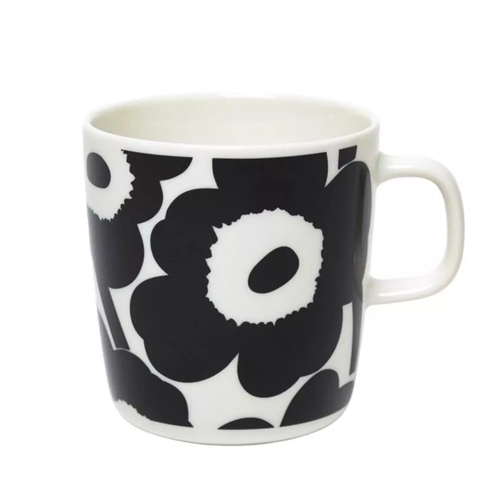 Marimekko Oiva / Unikko Black and White Mug 400ml | Jarrold, Norwich