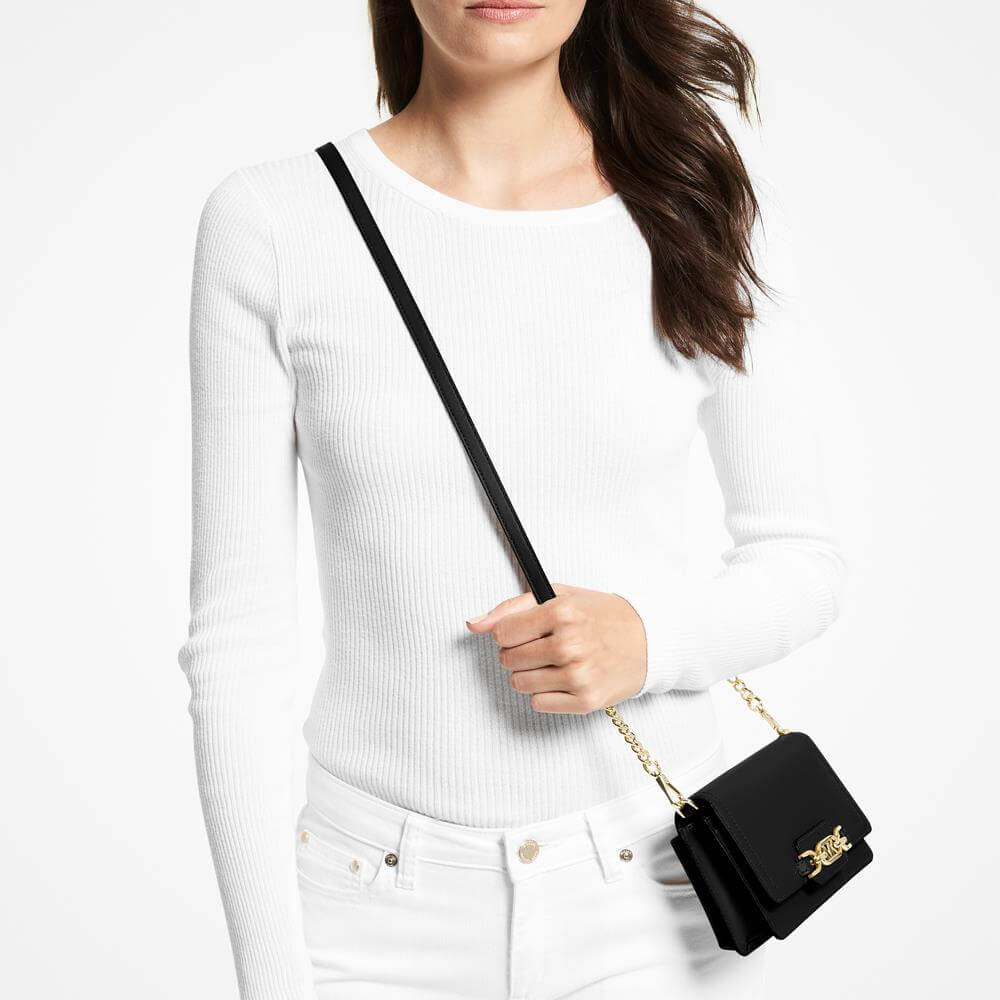 Michael Michael Kors Heather Black Extra-Small Leather Crossbody Bag ...