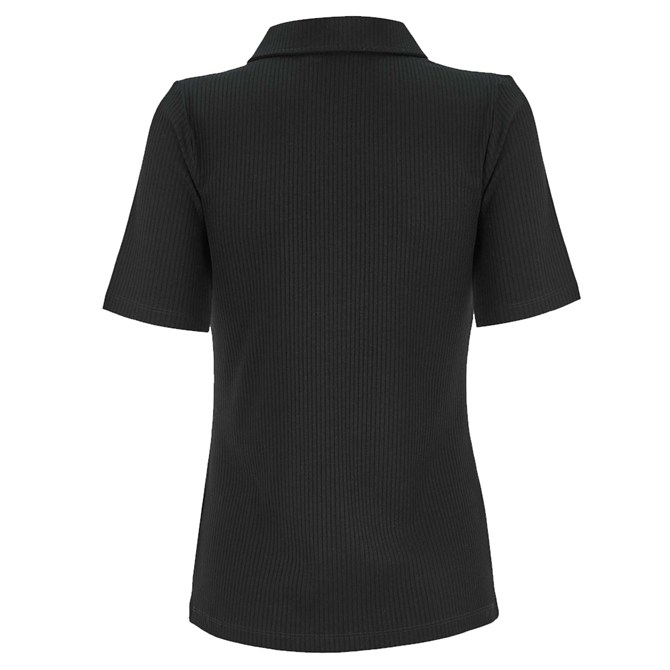 Mint Velvet Black Ribbed Polo Shirt | Jarrold, Norwich