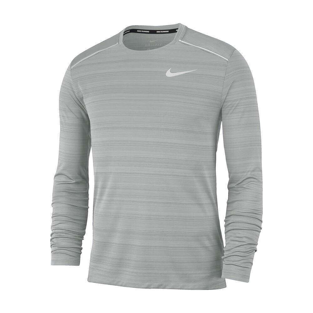 Nike Miler Men's Long Sleeve Running Top - Grey | Jarrold, Norwich