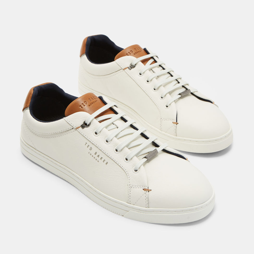 Ted Baker Thwally Soft Leather Trainers in White | Jarrold, Norwich