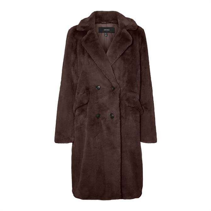 Vero Moda Suielly Long Brown Faux Fur Coat | Jarrold, Norwich