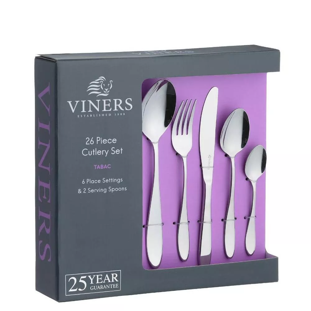 Viners Tabac 16 Piece Stainless Steel Cutlery Set plus 4 Free Teaspoons and 4